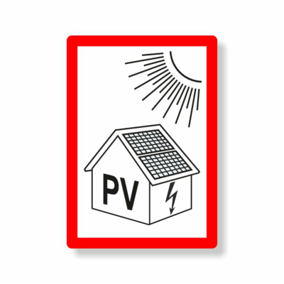 Warnung vor Gefahren durch Photovoltaikanlage, pv