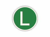 L auf grün , rundes Schild