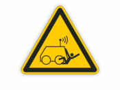 Warndreieck, gelb, Gefahr durch automatische Fahrzeuge