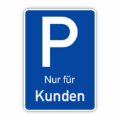 Parkplatzschild bau, weiß, Kunden