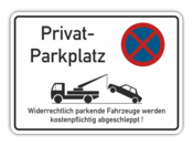 Privat-Parkplatz mit Symbolen