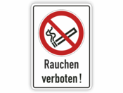 Rauchen verboten, Symbol mit Text